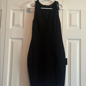 Lulu's Elegant Black Midi Dress